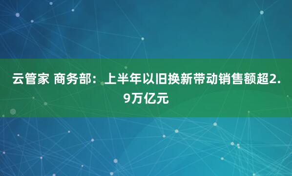 云管家 商务部：上半年以旧换新带动销售额超2.9万亿元